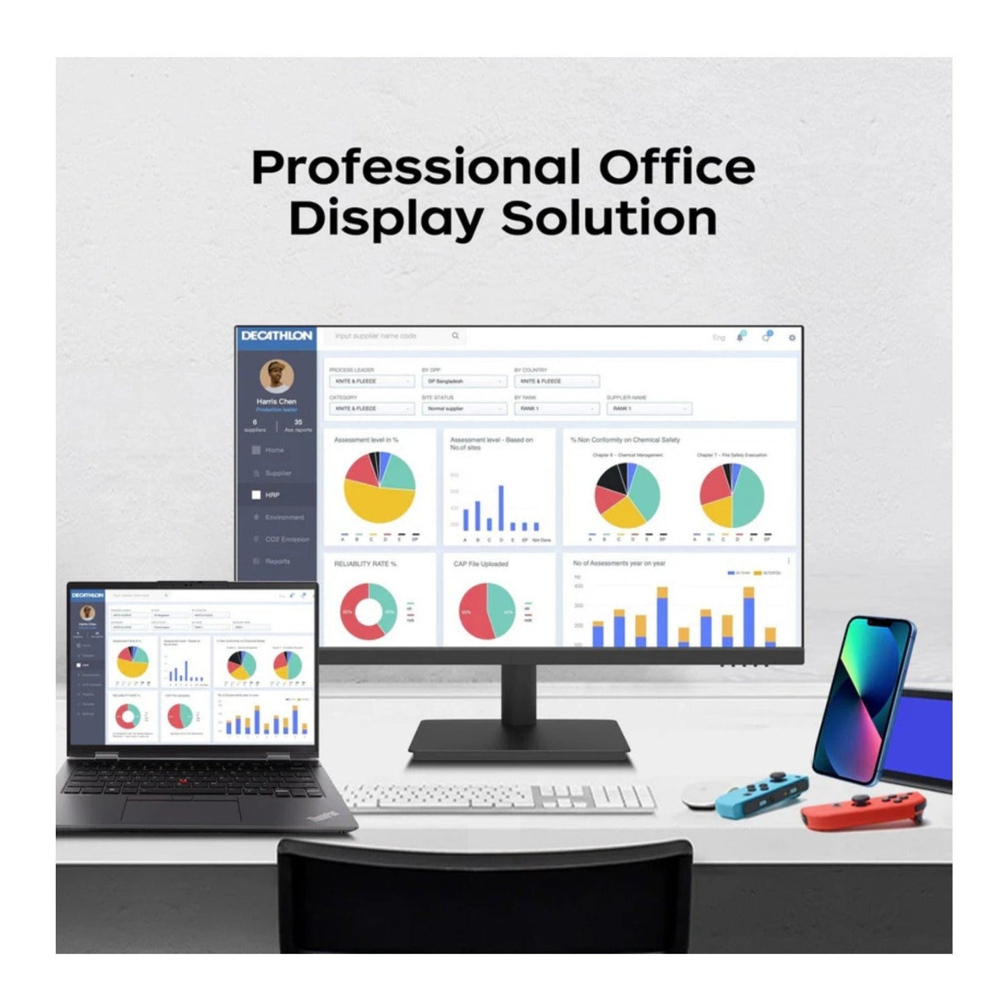 Viewedge Q27X Monitor 27-Inch 2K QHD IPS Display 1ms Adaptive Sync (Black)