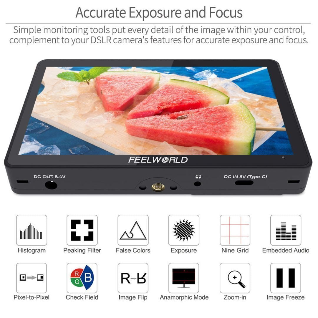 FeelWorld F5 Pro V4 6-Inch On-Camera Monitor with 4K Support and Tilt Arm