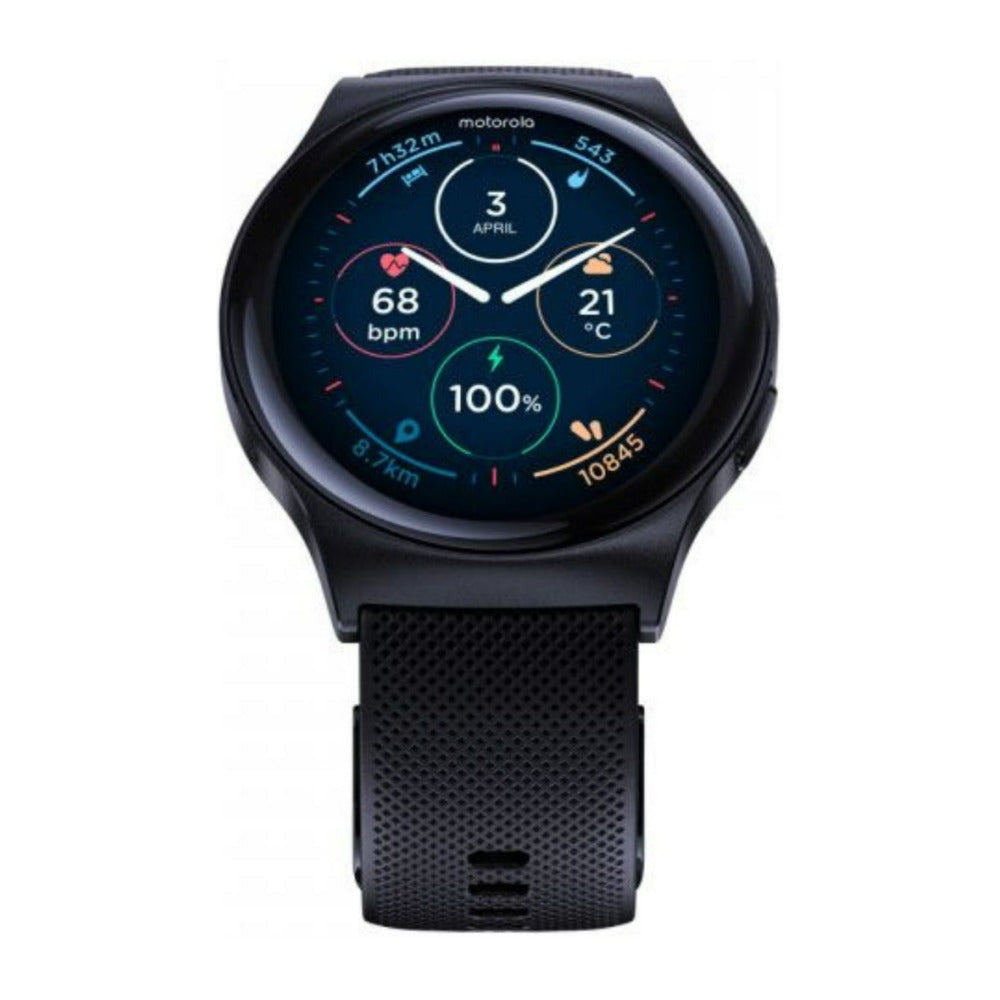 Motorola Moto 120 Bluetooth Smartwatch with AMOLED Display and Google Fit (Phantom Black)