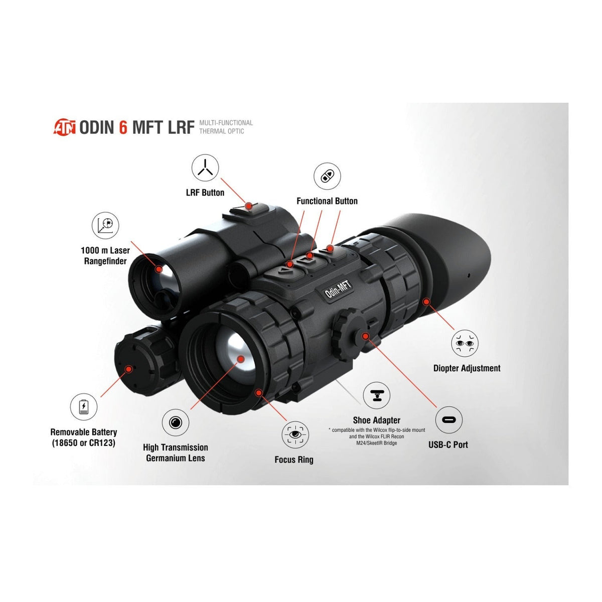 ATN Odin 6 Multi-Functional Thermal Optic with 640480 Sensor and Built-in LRF