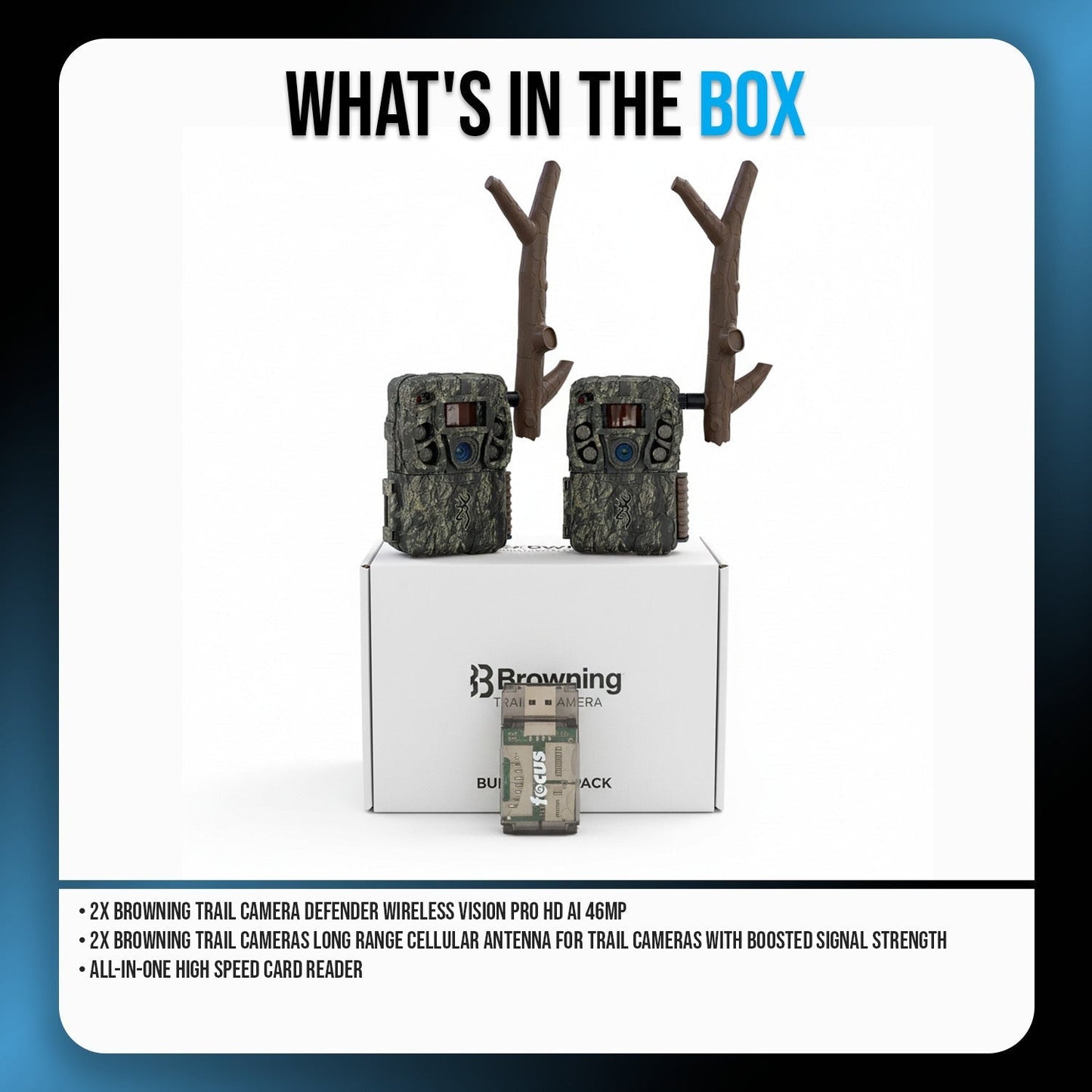 Browning Trail Camera - Defender Wireless Vision Pro HD AI 46MP Bundle