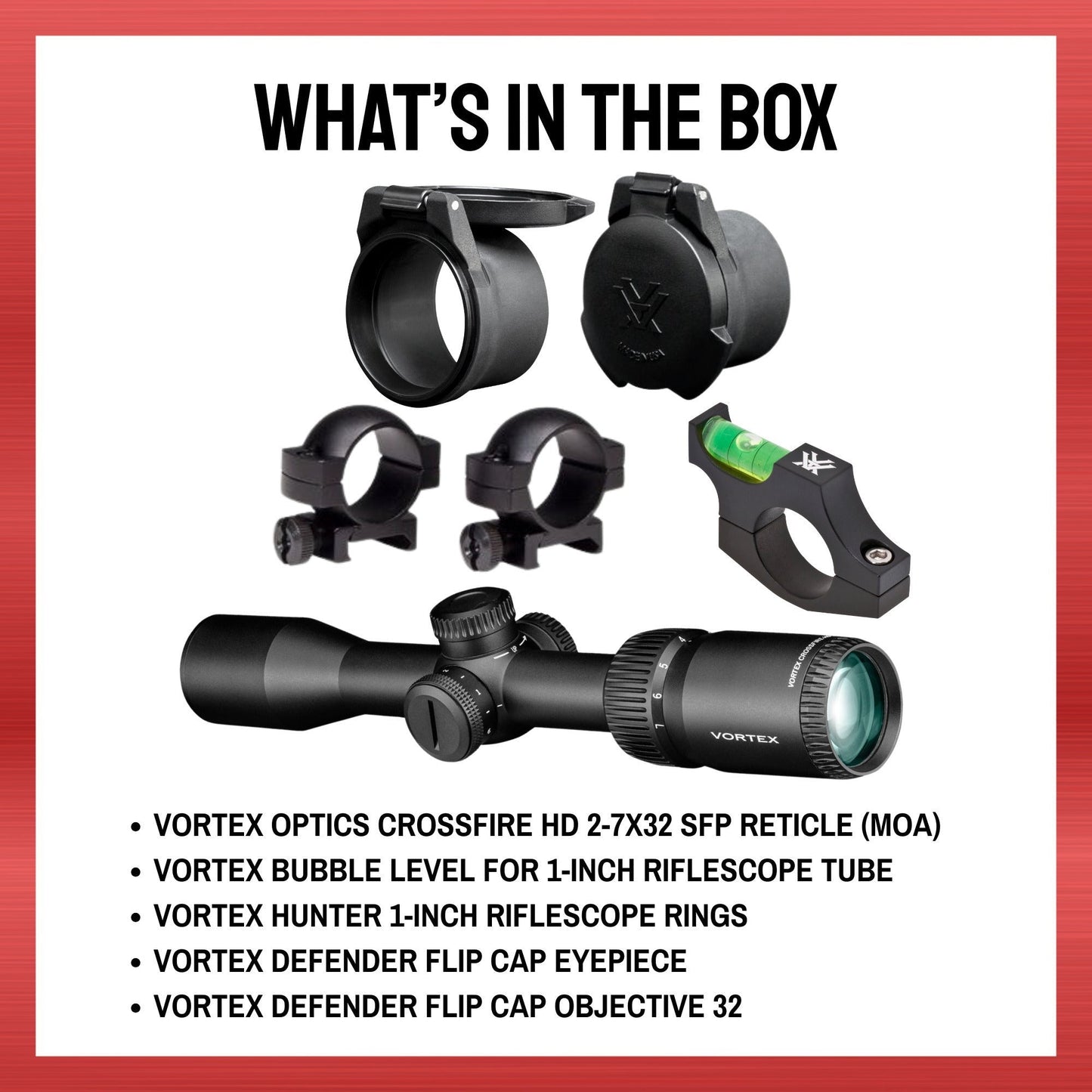 Vortex Optics Crossfire HD 2-7x32 SFP Illuminated Dead-Hold 2A BDC MOA Bundle