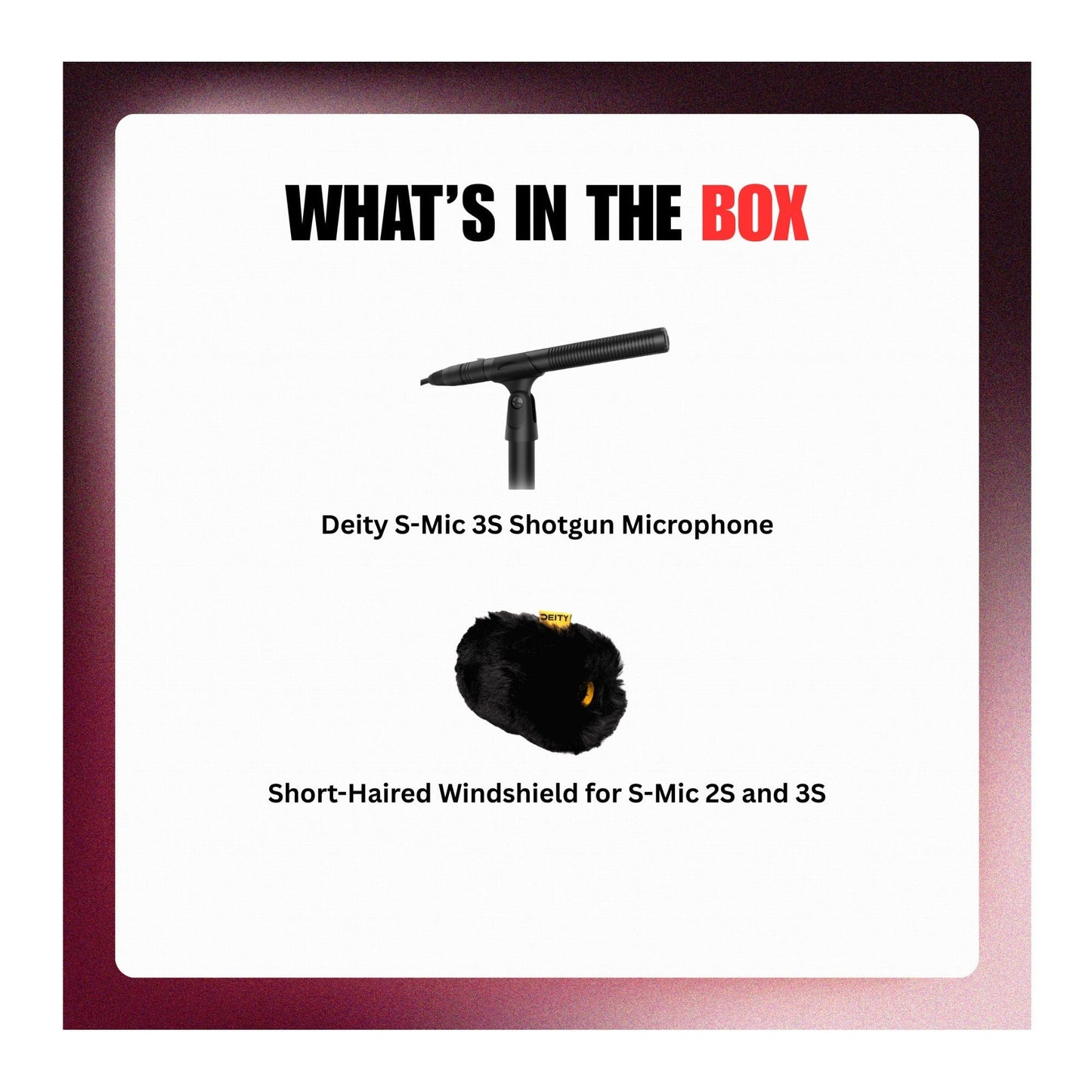 Deity S-Mic 3S Shotgun Microphone (Black) Bundle with Short-Haired Windshield