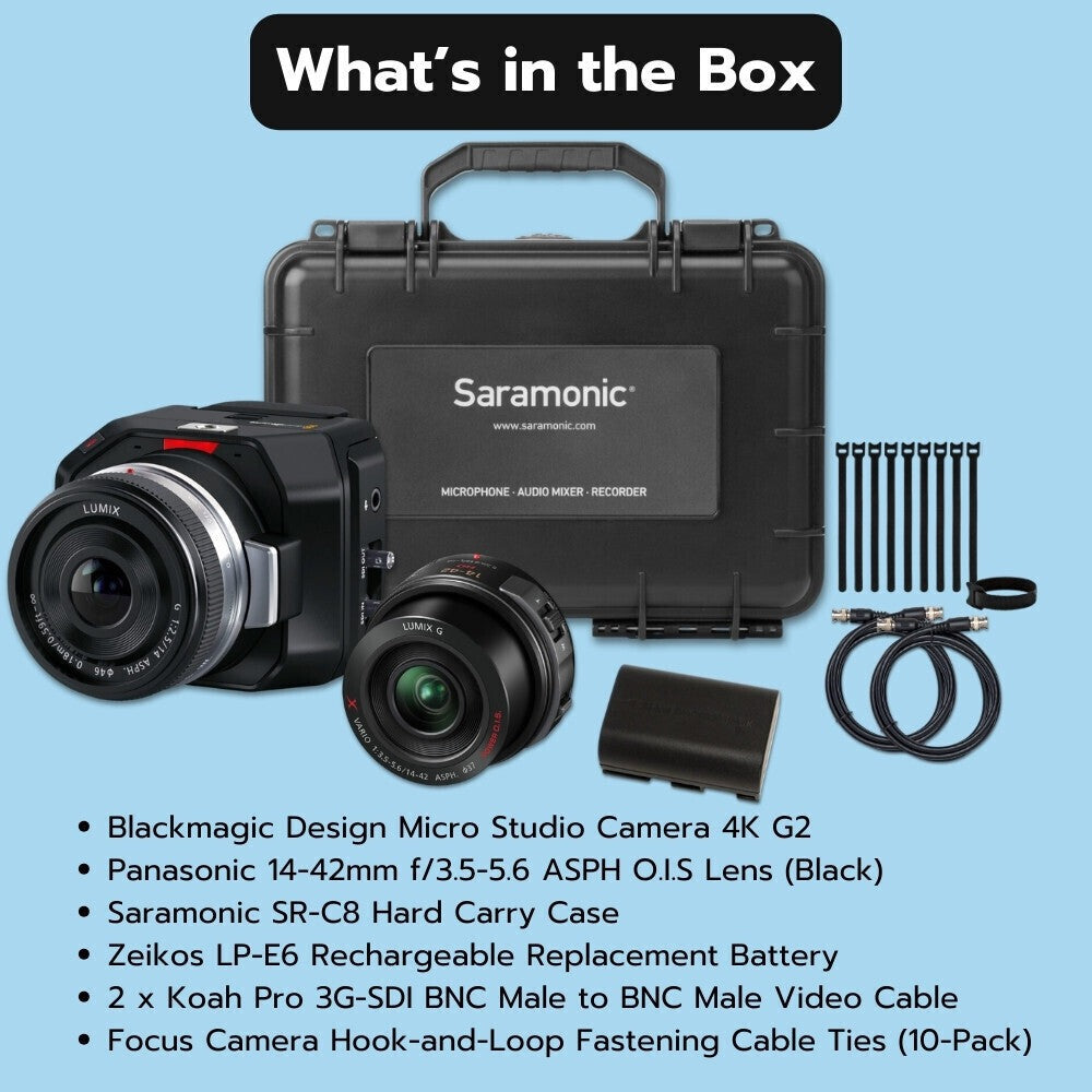 Blackmagic Design Micro Studio Camera 4K G2 with Lens and Battery for Canon EOS 5D Mark II Bundle