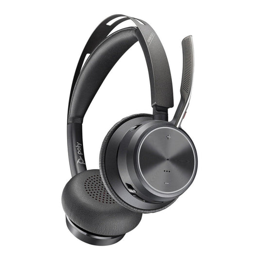 Plantronics Poly Voyager Focus 2 UC Stereo Bluetooth Headset with Stand