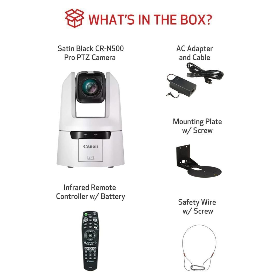 Canon CR-N500 PTZ Camera with 1.0-Inch Type CMOS Sensor and DIGIC DV 6 Image Processor (White)