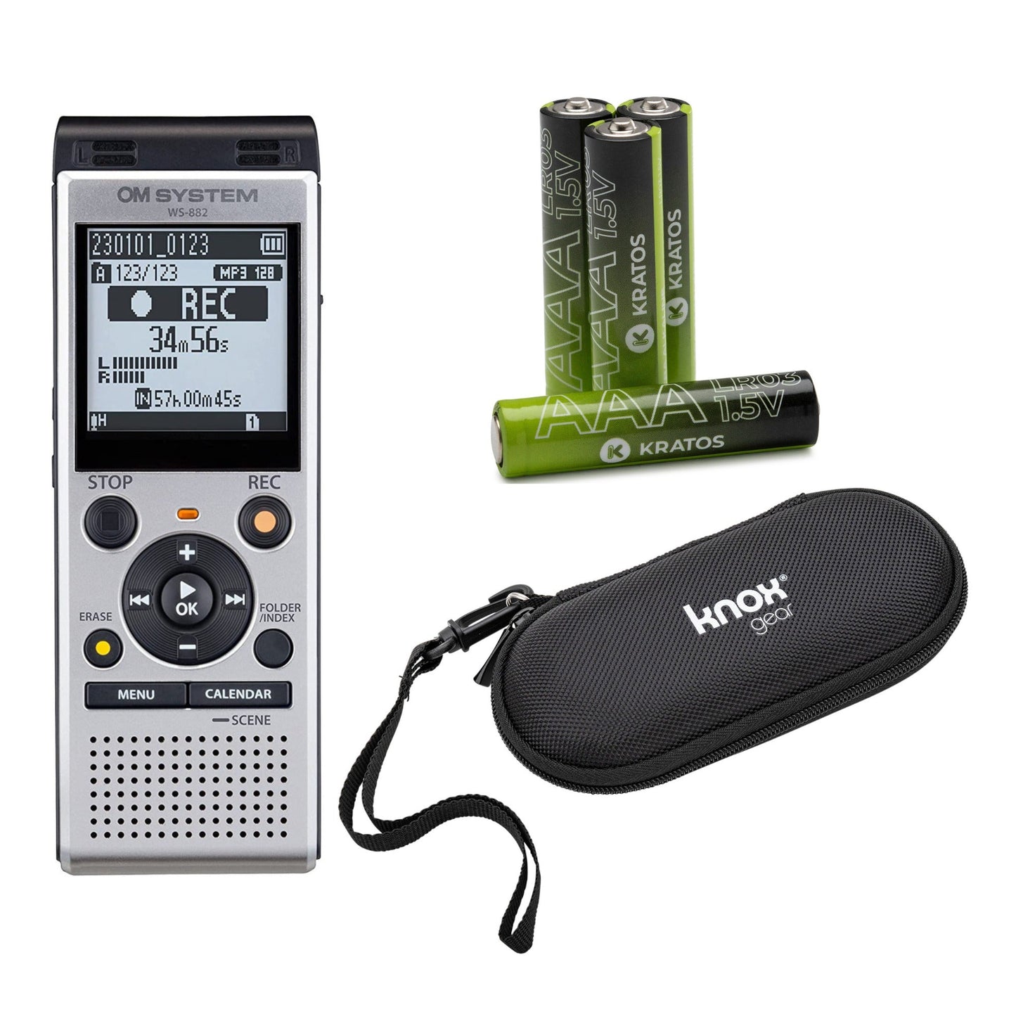 Olympus WS-882 Digital Voice Recorder (Silver and Black) with Accessories Bundle