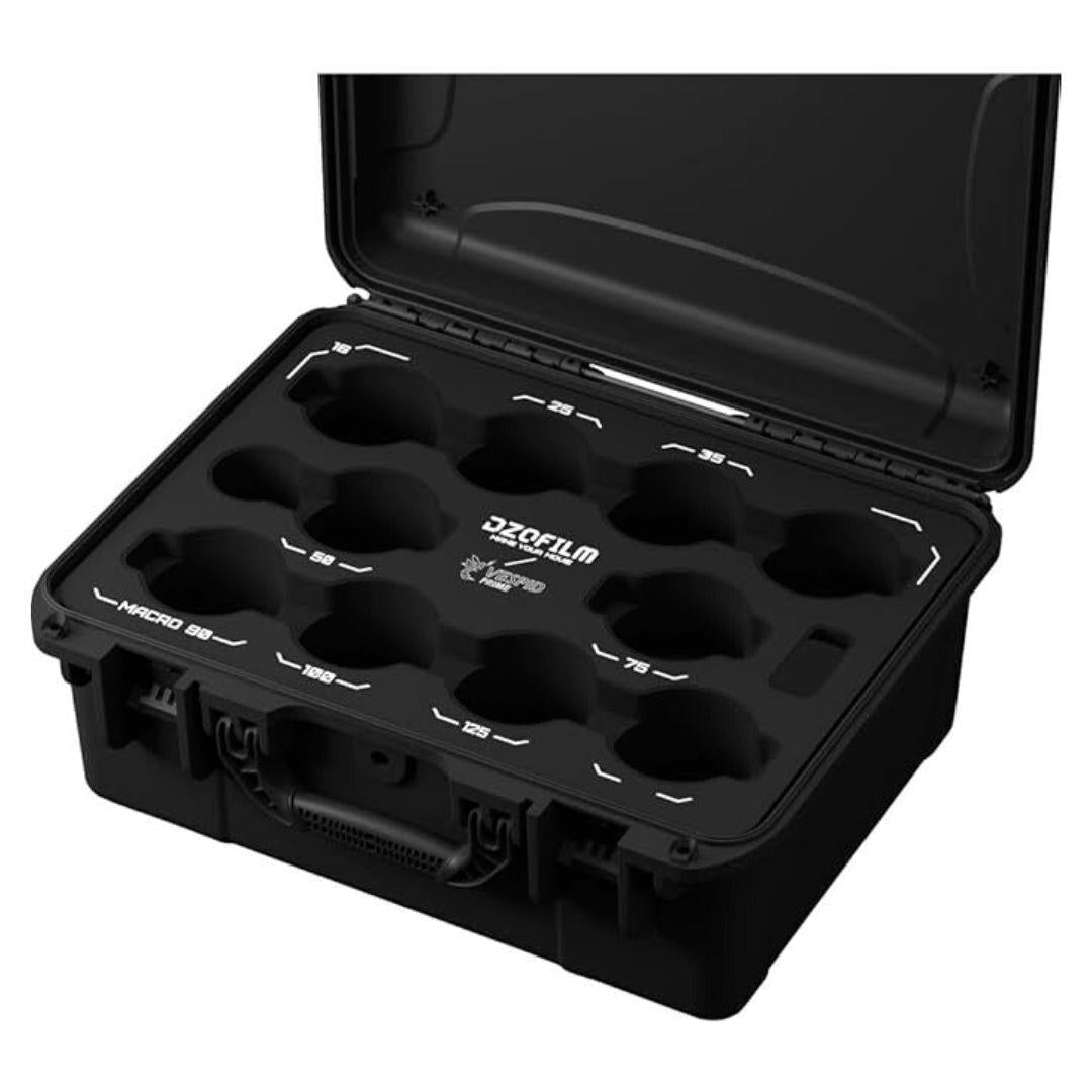 DZOFilm Hard Shell Case for Vespid Prime 10-Lens Kit with Custom Laser-Cut Foam Inserts (Black)
