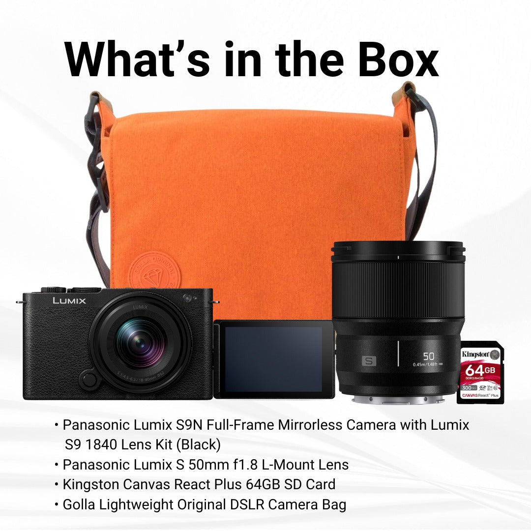 Panasonic Lumix S9N Full-Frame Mirrorless Camera with Lumix S9 1840 Lens Kit (Black) Bundle