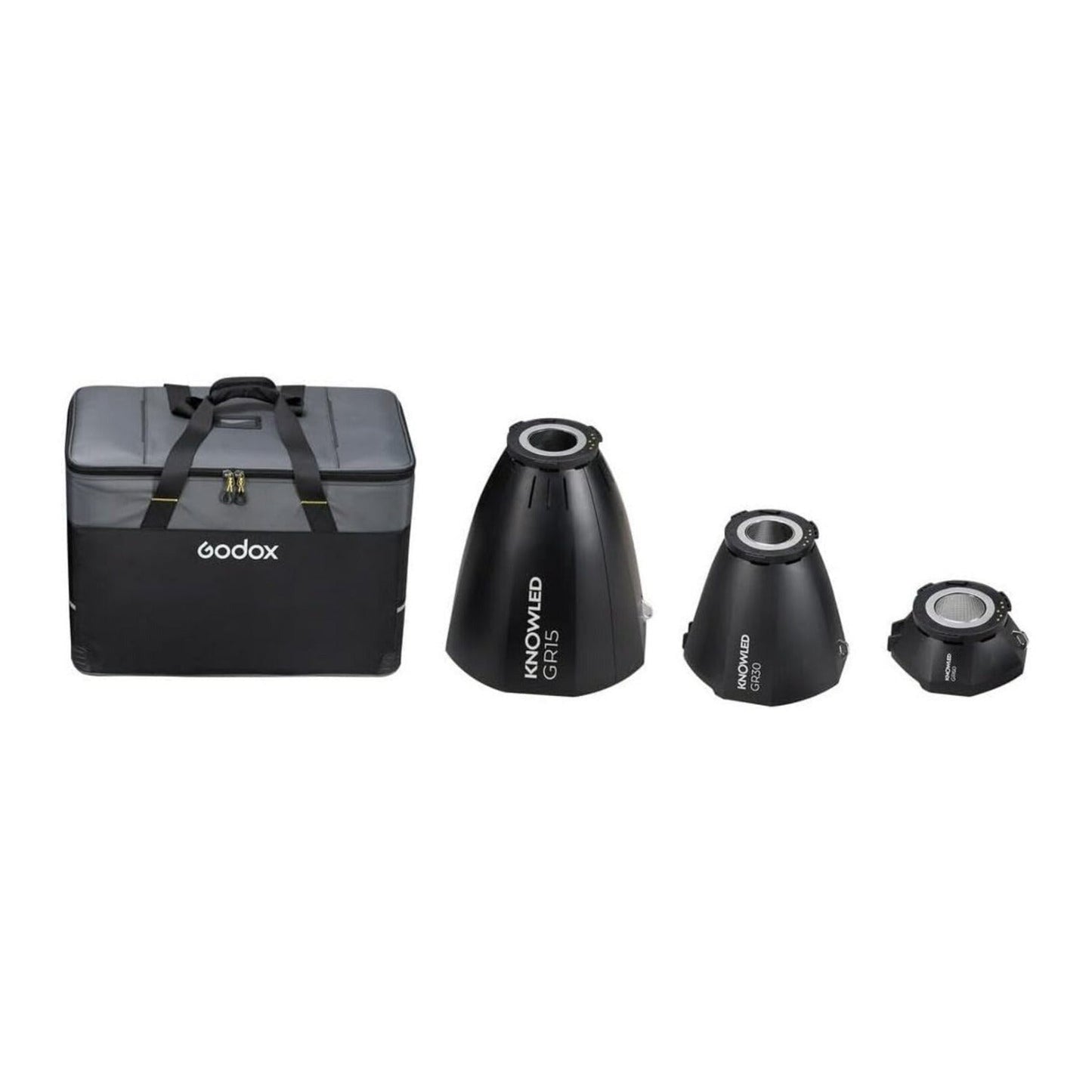 Godox 15, 30, and 60 Degree Beam Control Reflectors Kit for KNOWLED MG1200Bi LED Light (Black)