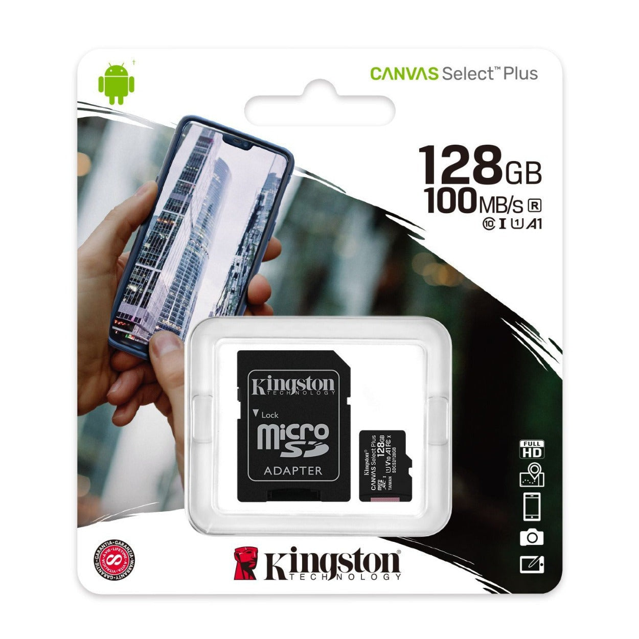 Kingston 128GB Canvas Select Plus UHS-I microSDXC Memory Card with SD Adapter