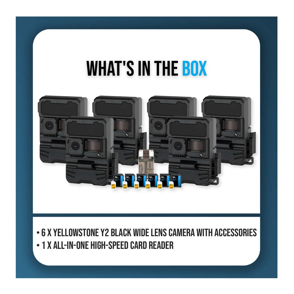 Yellowstone Y2 Black Wide Lens Camera Bundle with Card Reader, and Accessories (6-Pack)