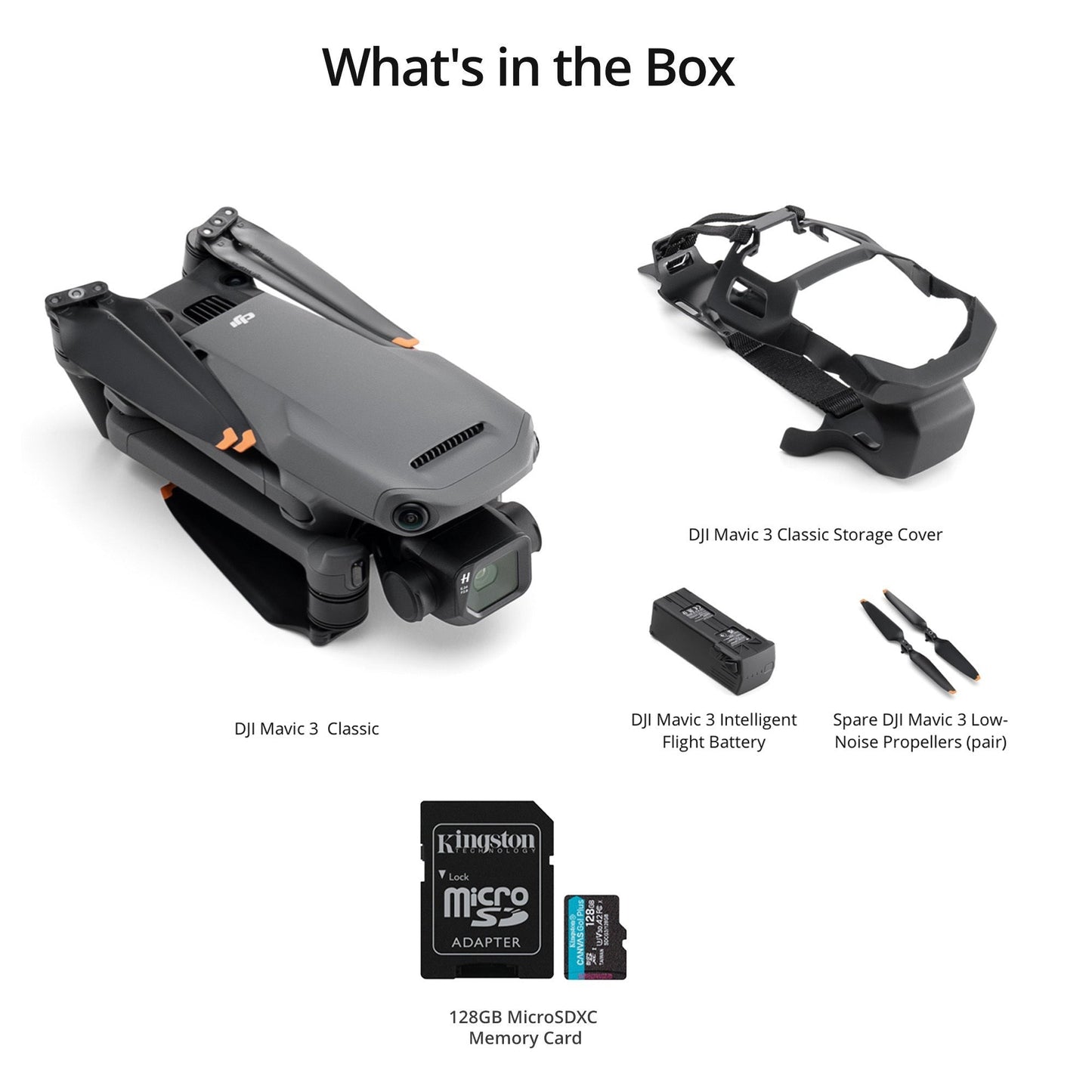 DJI Mavic 3 Classic Camera Drone (No Remote) with 128GB A2 MicroSD Memory Card Bundle