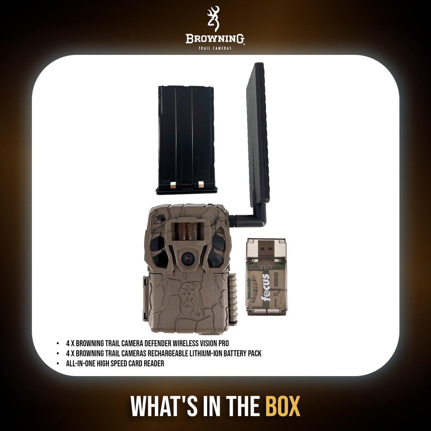 Browning Trail Camera Defender Wireless Vision Pro HD Livestream Bundle (4-Pack)
