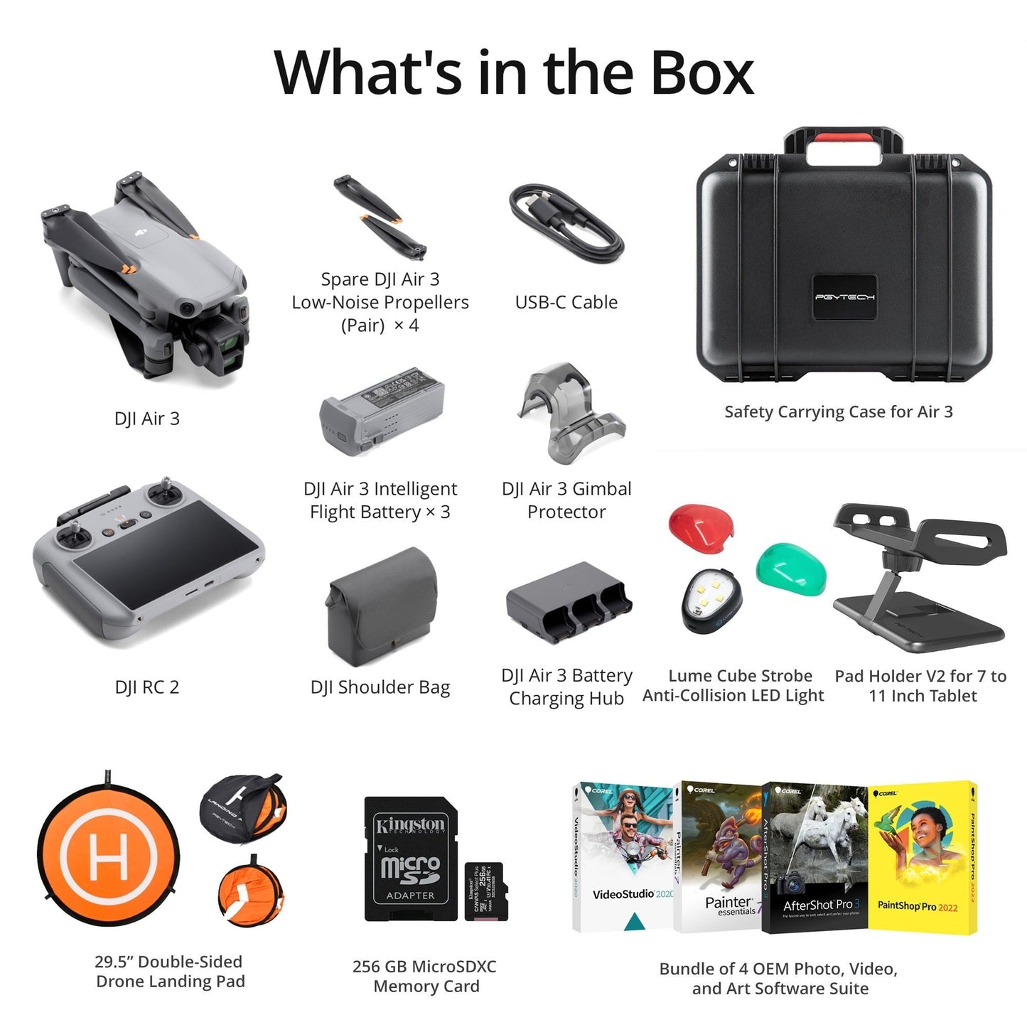 DJI Air 3 Drone Fly More Combo with RC 2 Complete Kit with Landing Pad, Tablet Pad and Accessories