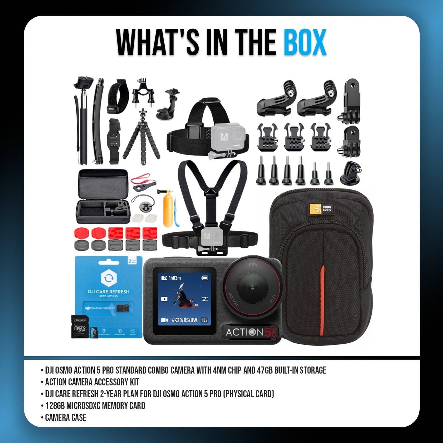 DJI Osmo Action 5 Pro Standard Combo Action Camera with 4nm Chip and 47GB Built-In Storage Bundle