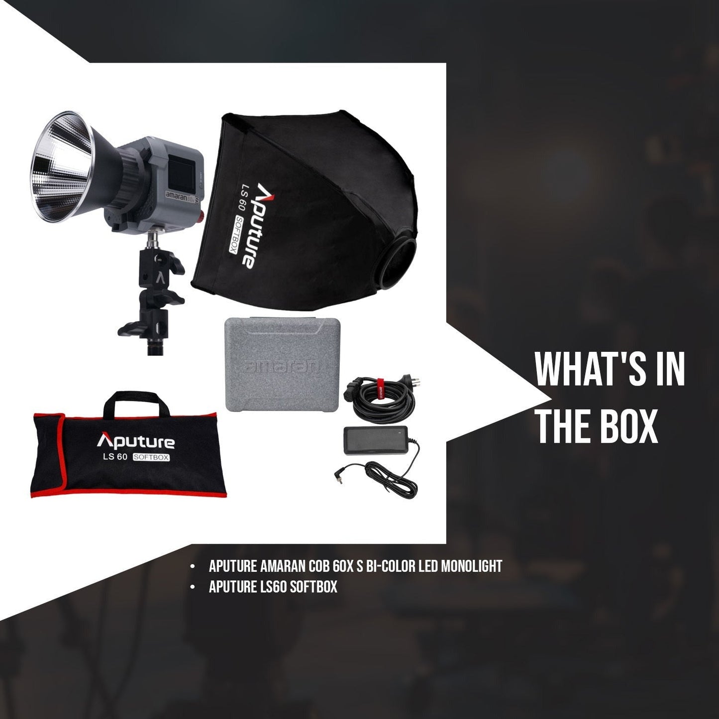 Aputure Amaran COB 60x S Bi-Color LED Monolight with Aputure LS60 Softbox Bundle