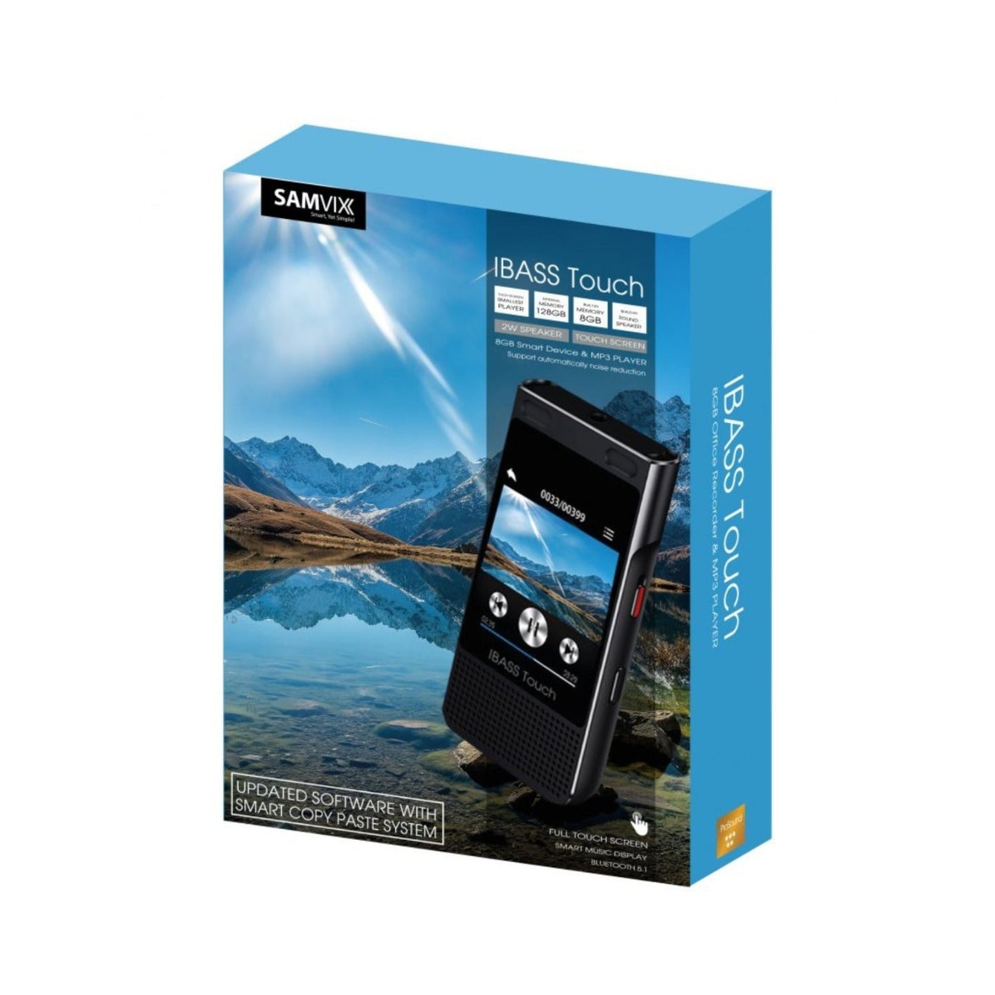 SAMVIX IBass Touch Kosher Bluetooth 8GB MP3 Player