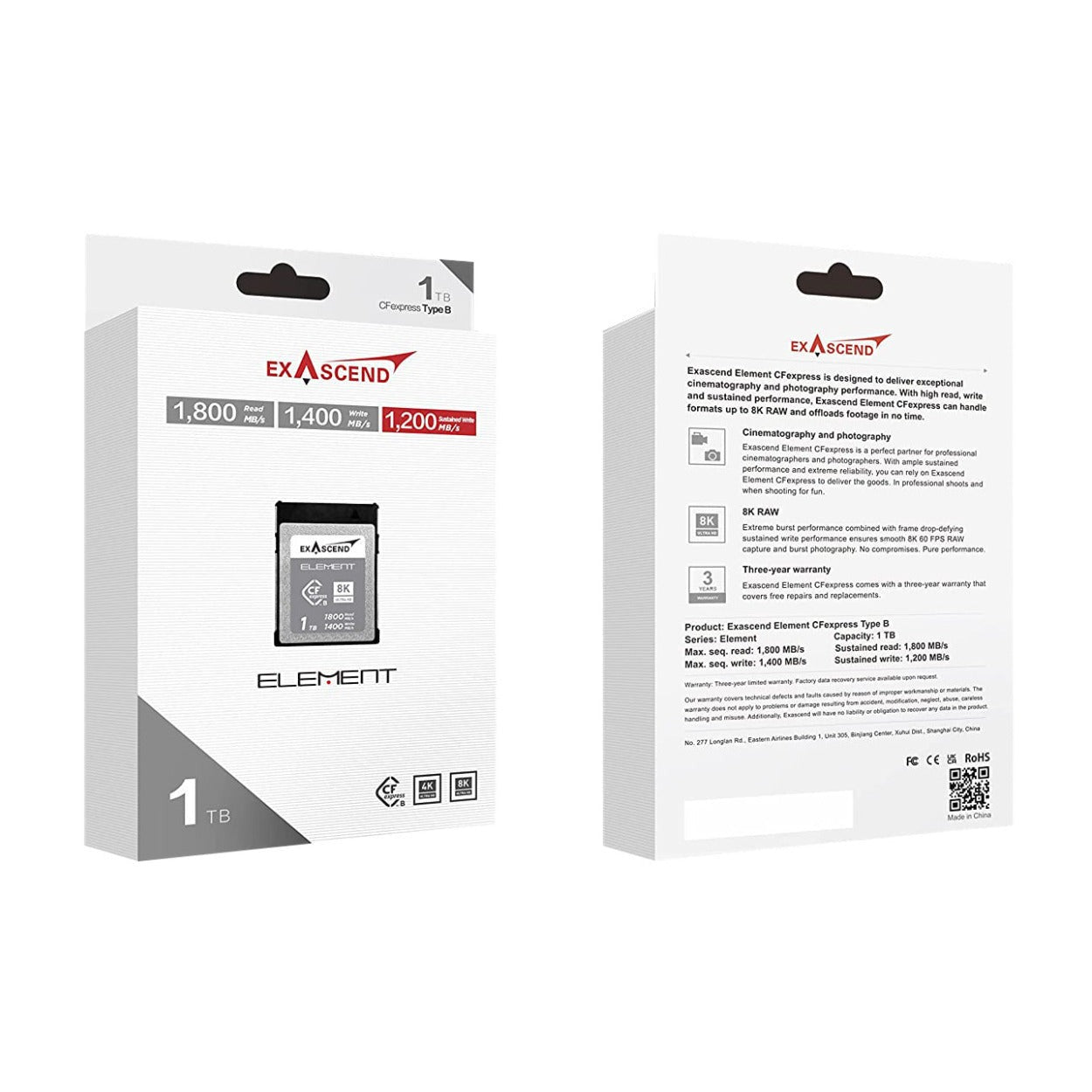 Exascend 1TB Element CFexpress Card Type-B Sustained Read 1800MB/s