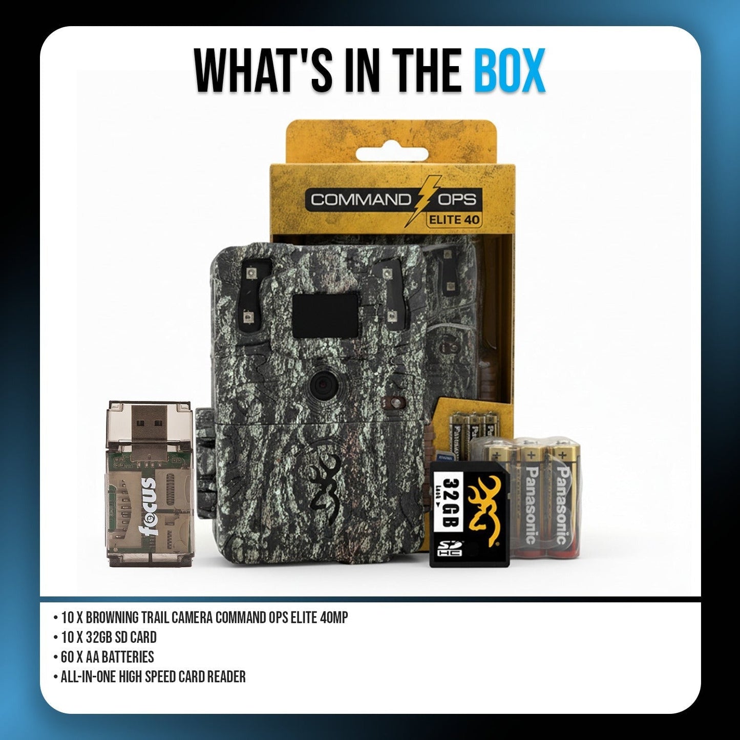 Browning Trail Camera Command Ops Elite 40 with SD Card, Batteries, Card Reader