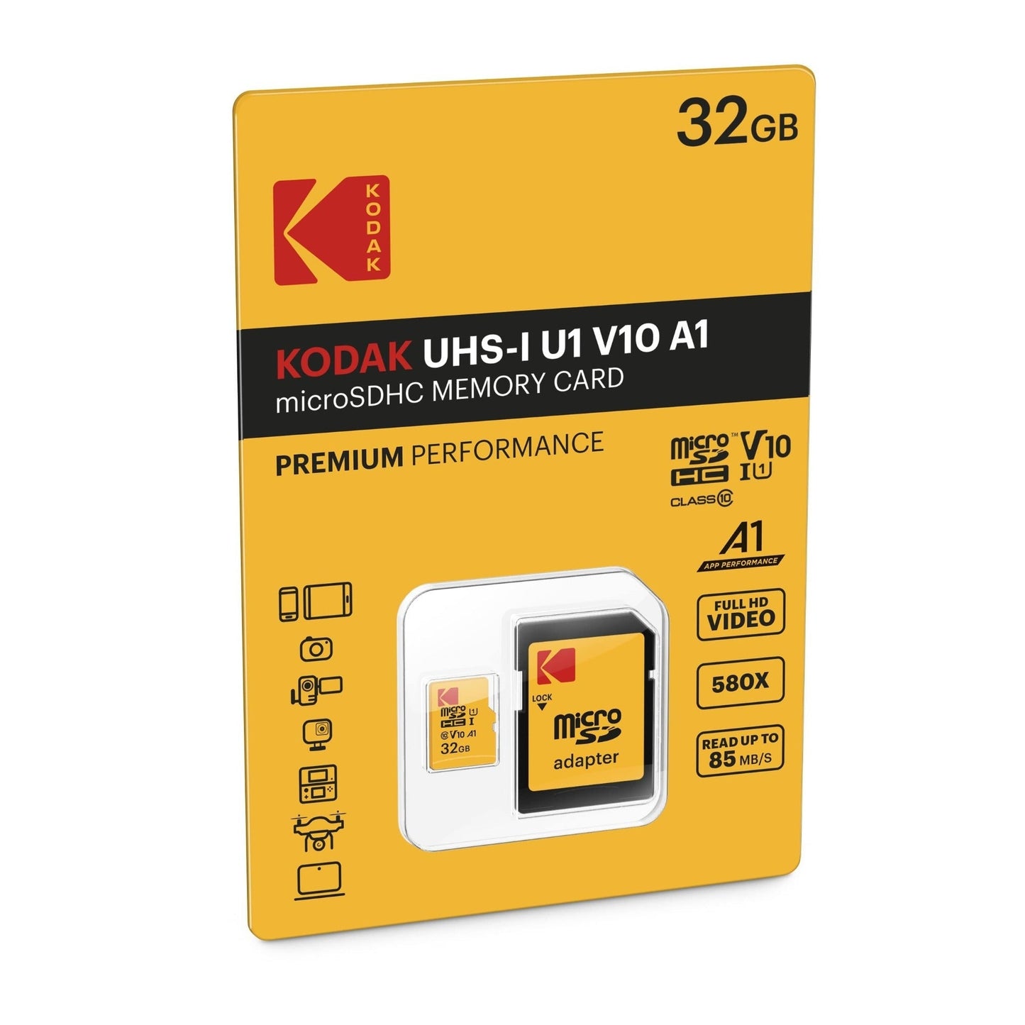 Kodak 32GB Class 10 UHS-I U1 microSDHC Card with Adapter