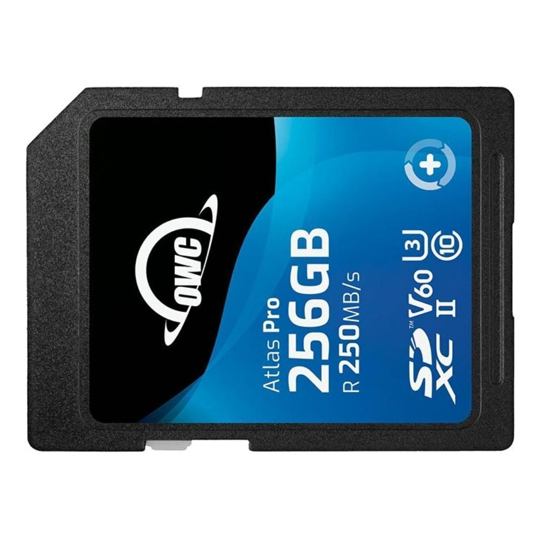 OWC 256GB Atlas Pro SDXC V60 UHS-II Memory Card with Dual SD-Slot SDXC UHS-II Card Reader