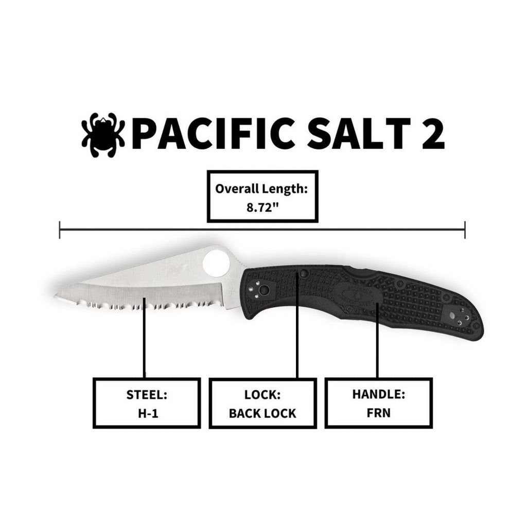 Spyderco Pacific Salt 2, 8.72-Inch Lightweight Folding Knife with Black Handle