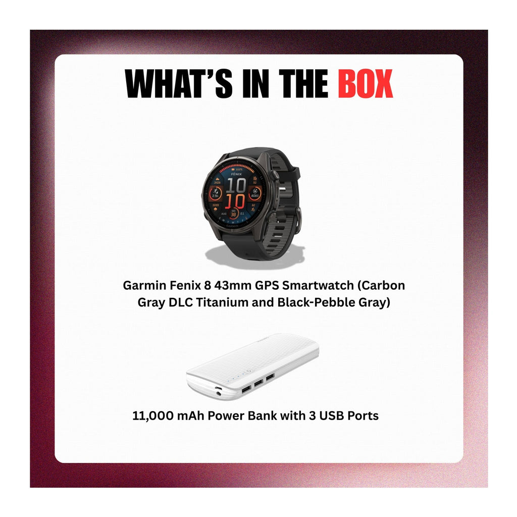 Garmin Fenix 8 AMOLED Sapphire 43mm GPS Smartwatch (Black/Pebble Gray) Bundle