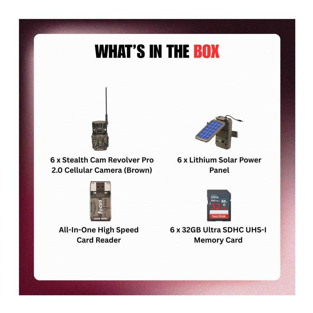Stealth Cam Revolver Pro 2.0 360-Degree 40MP Cellular Camera (Brown) Bundle
