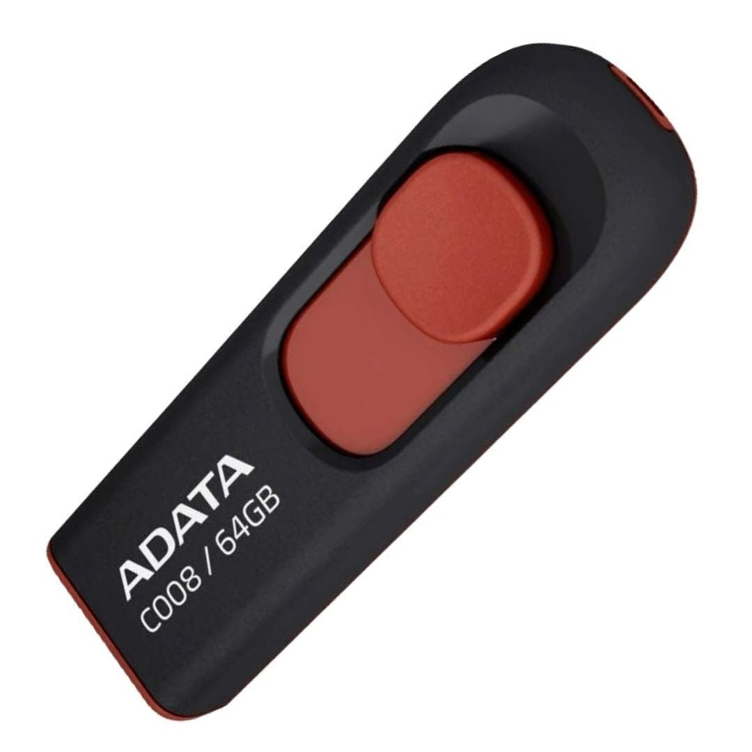ADATA 64GB USB 2.0 Retractable Capless Flash Drive (Red)