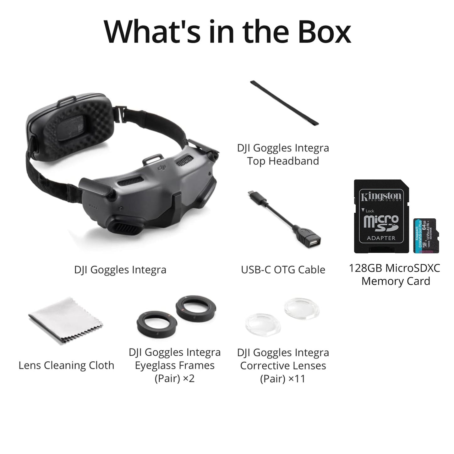 DJI Goggles Integra with 64GB MicroSDXC Card Bundle - Goggles with Two 100Hz HD Micro-OLED Displays
