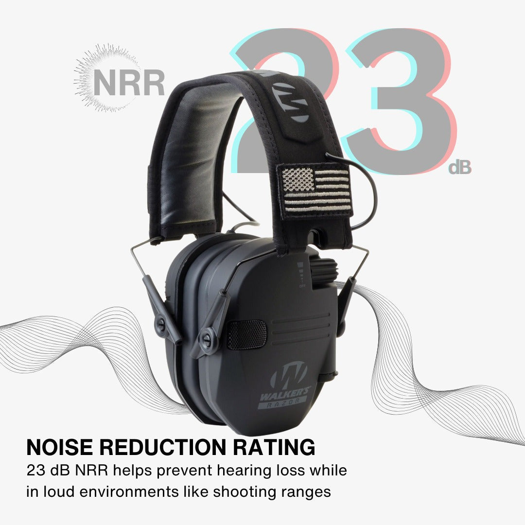 Walkers Razor Slim Electronic Muffs with Walkie Talkie Attachment Bundle