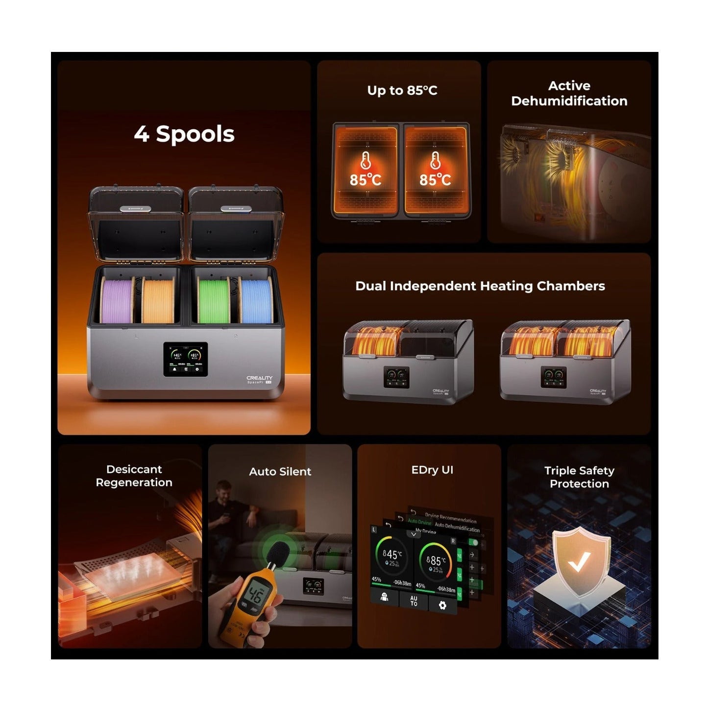 Creality SpacePi X4 Filament Dryer with Dual PTC Heaters