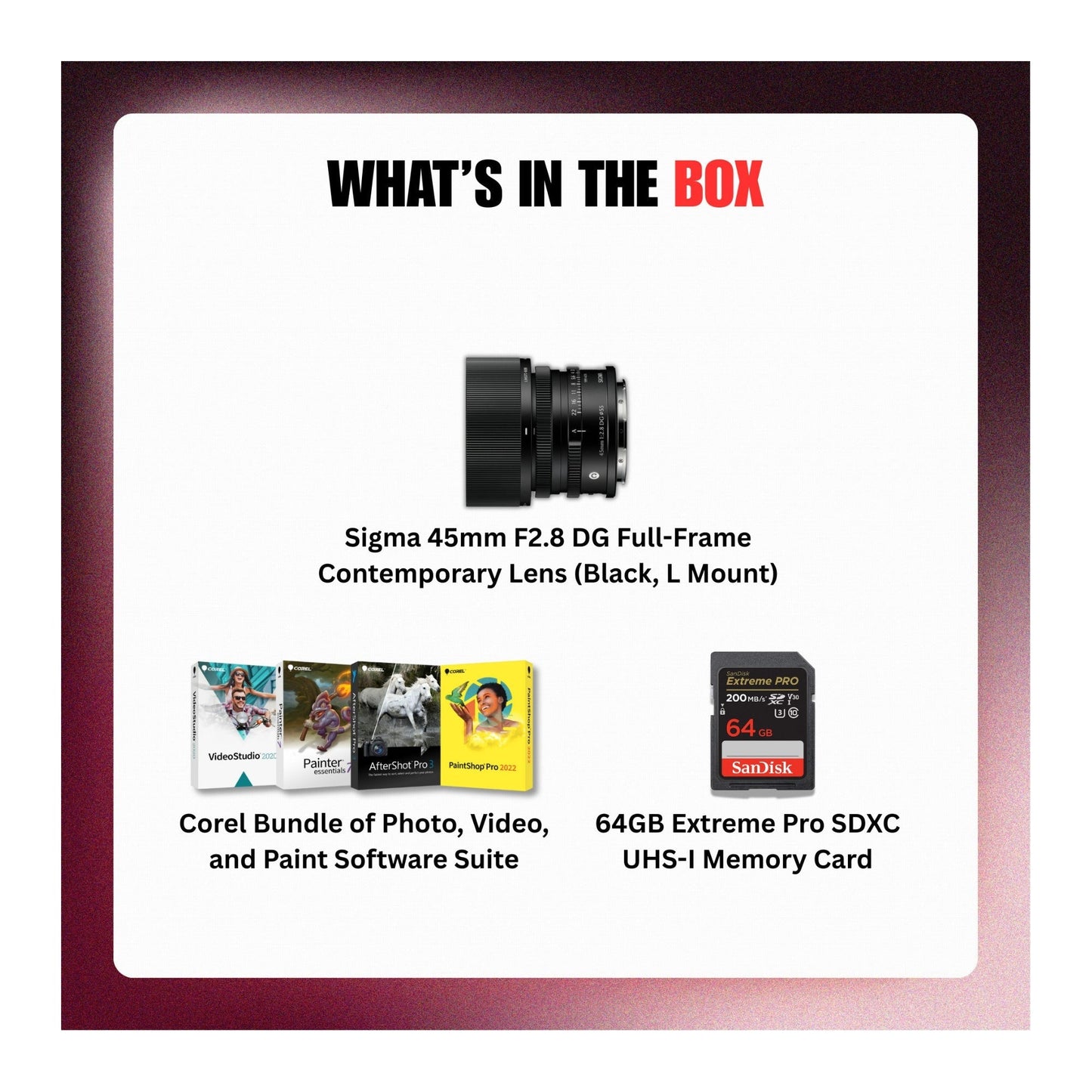 Sigma 45mm F2.8 DG Full-Frame Contemporary Lens (Black, L Mount) Bundle