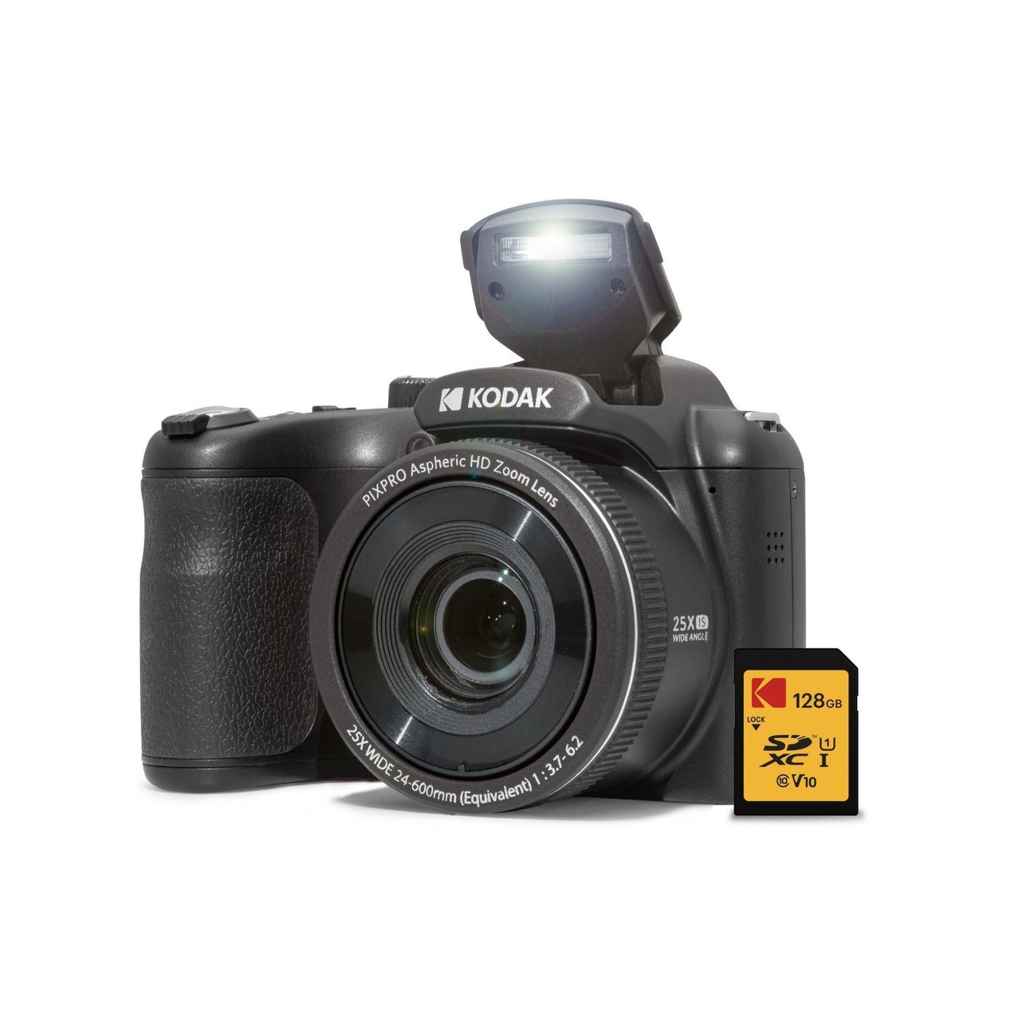 Kodak PIXPRO AZ255 Astro Zoom 16MP Digital Camera (Black) with 128GB SDXC Card