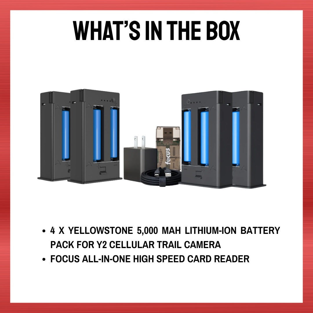 Yellowstone Y2 Power Charging Accessory (4 Pack) Bundle with Card Reader