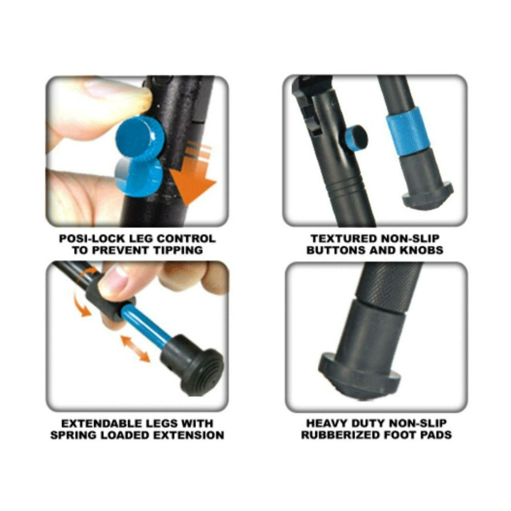 UTG Clamp On Black Bipod with 8.7 to 10.2 Inch Center Height and Aluminum Body
