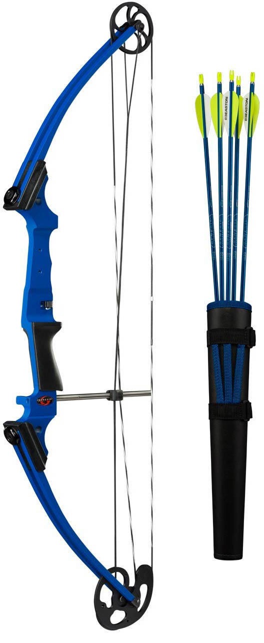 Genesis Archery Original Compound Bow Kit (Right Hand, Blue) with Six Arrows