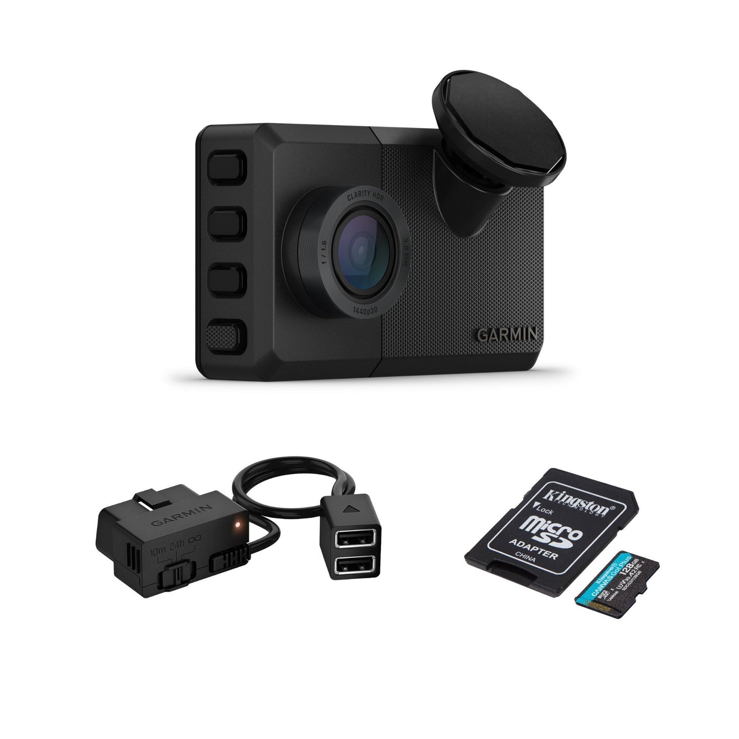 Garmin Dash CamTM Live Bundle with Constant Power Cable and 128GB MicroSDXC Card