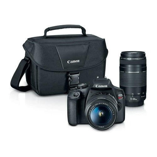 Canon EOS Rebel T7 DSLR Camera EF-S 18-55mm and EF 75-300mm Double Zoom Lens Kit (Used)