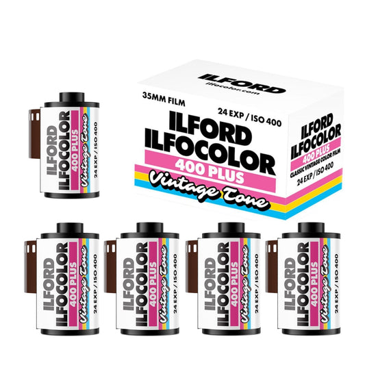 Ilford Ilfocolor Vintage Tone 400 Plus 24 Exposures Color Film Roll (5-Pack) Bundle