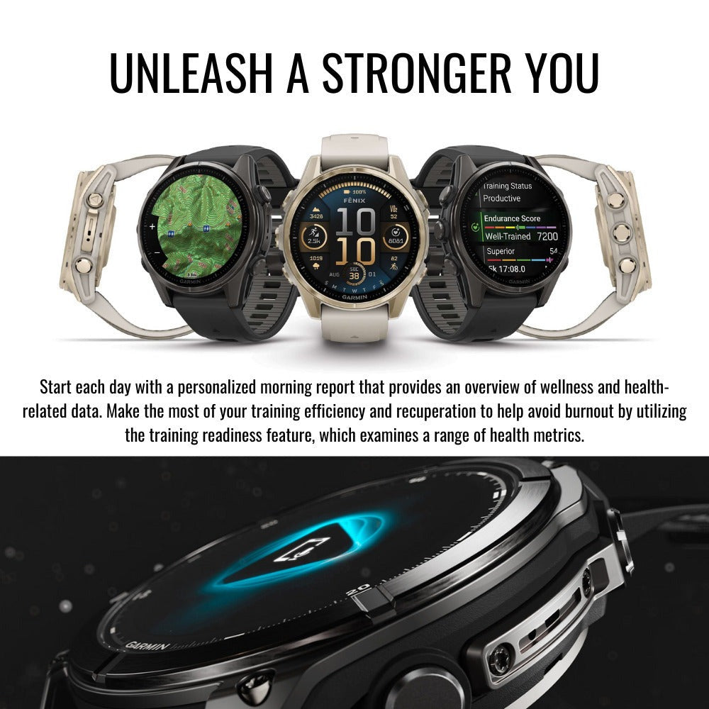 Garmin Fenix 8 43mm GPS Smartwatch (Carbon Gray DLC Titanium and Black-Pebble Gray) Bundle