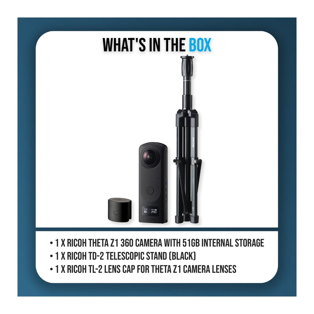 Ricoh Theta Z1 360 Camera with 51GB Internal Storage and Accessories Bundle