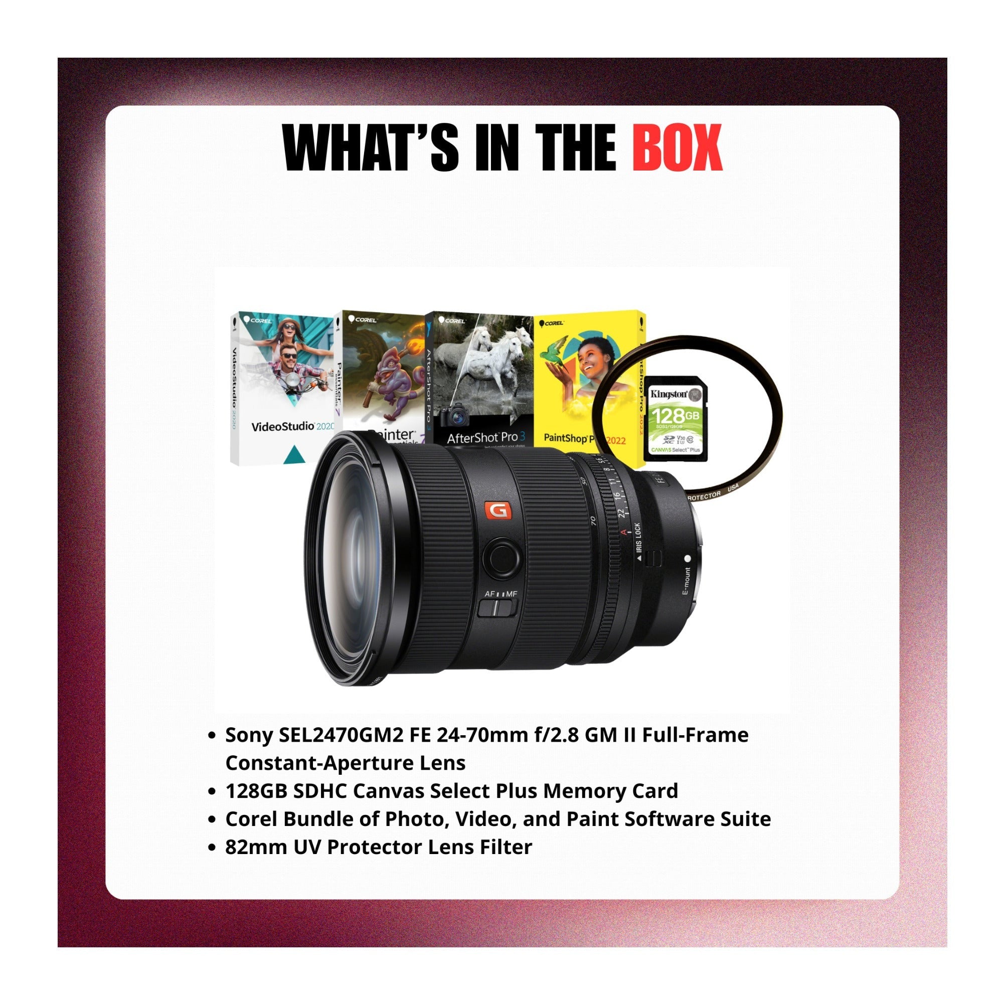 Sony SEL2470GM2 FE 24-70mm f/2.8 GM II Lens with Accessories Bundle