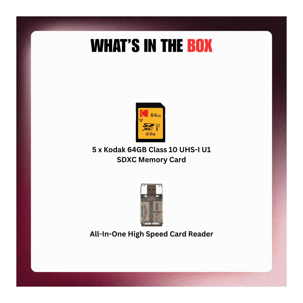 Kodak 64GB Class 10 UHS-I U1 SDXC Memory Card Bundle with Card Reader