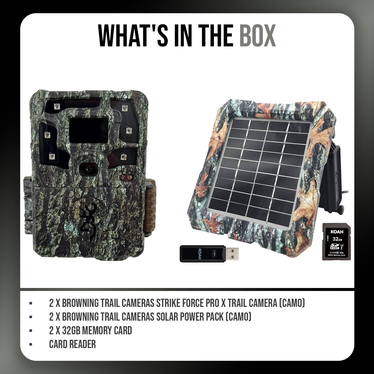 Browning Trail Cameras Strike Force Pro X Trail Camera Bundle (2-Pack, Camo)