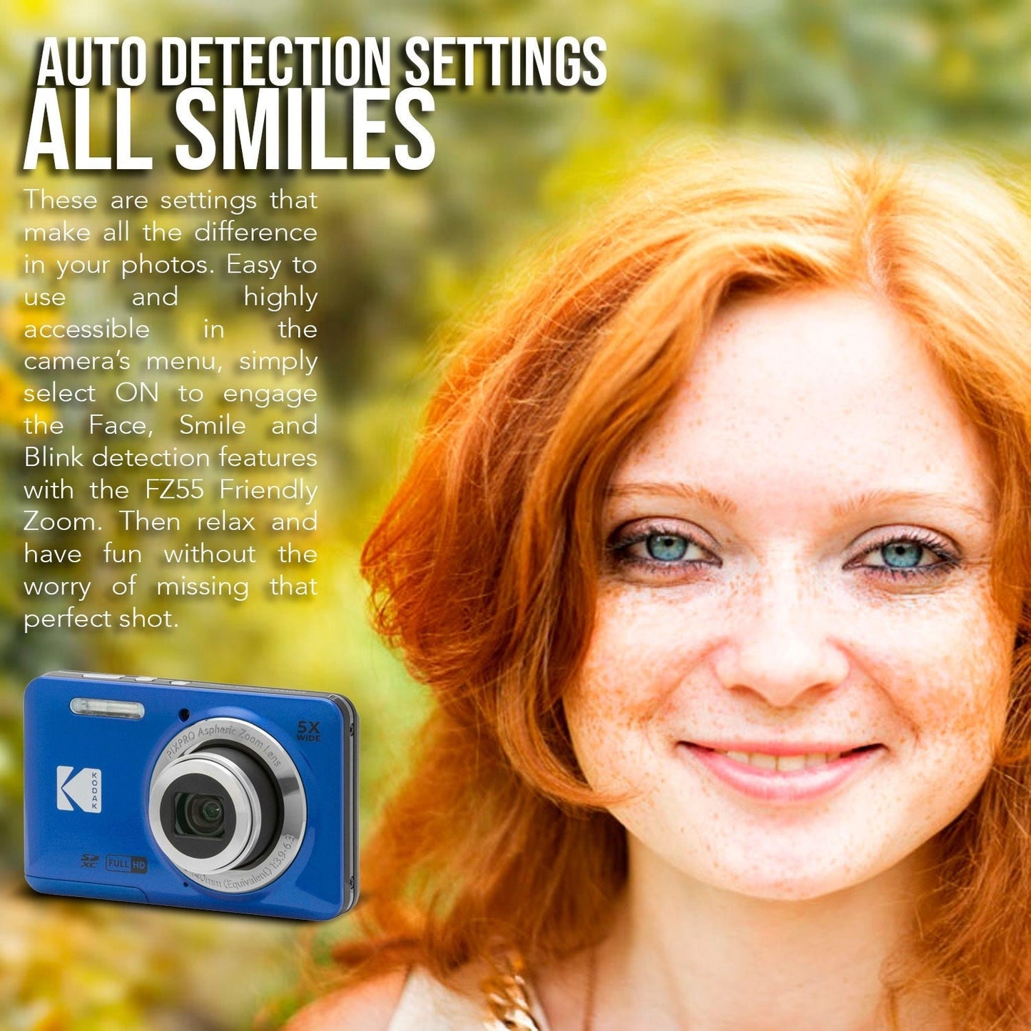 Kodak PIXPRO Friendly Zoom FZ55 Digital Camera (Blue) Bundle