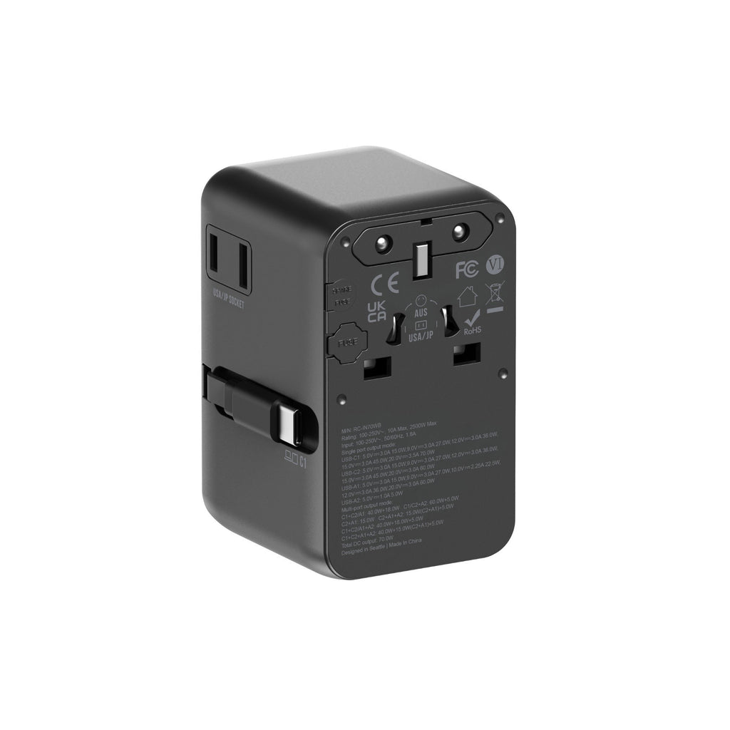 ReelCharge 70W Global Travel Charger (Black)