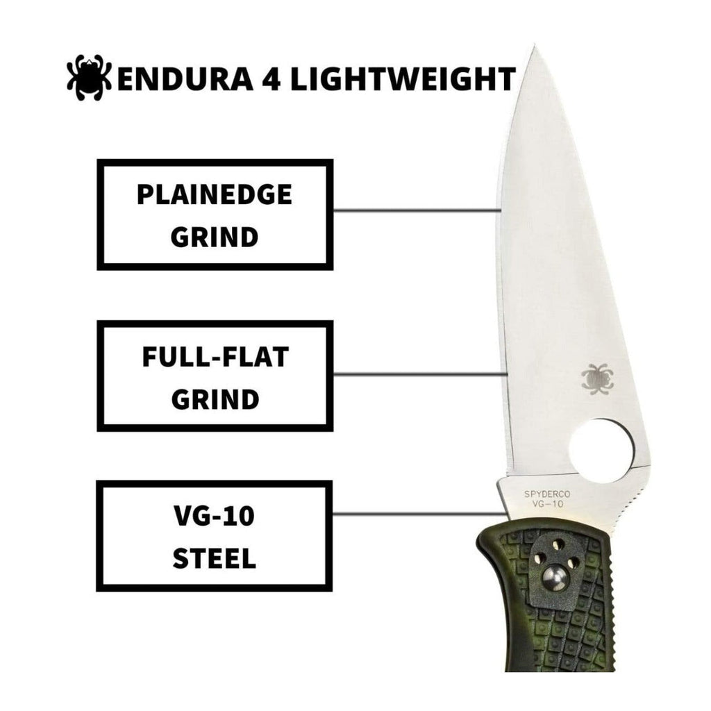 Spyderco Endura 4 Zome 3.80-Inch VG-10 Foldable Steel Blade Knife (Green)