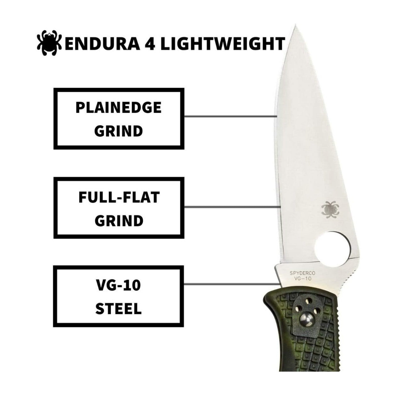 Spyderco Endura 4 Zome 3.80-Inch VG-10 Foldable Steel Blade Knife (Green)